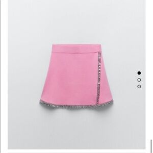 NWT Zara embellished pink mini skirt, size S